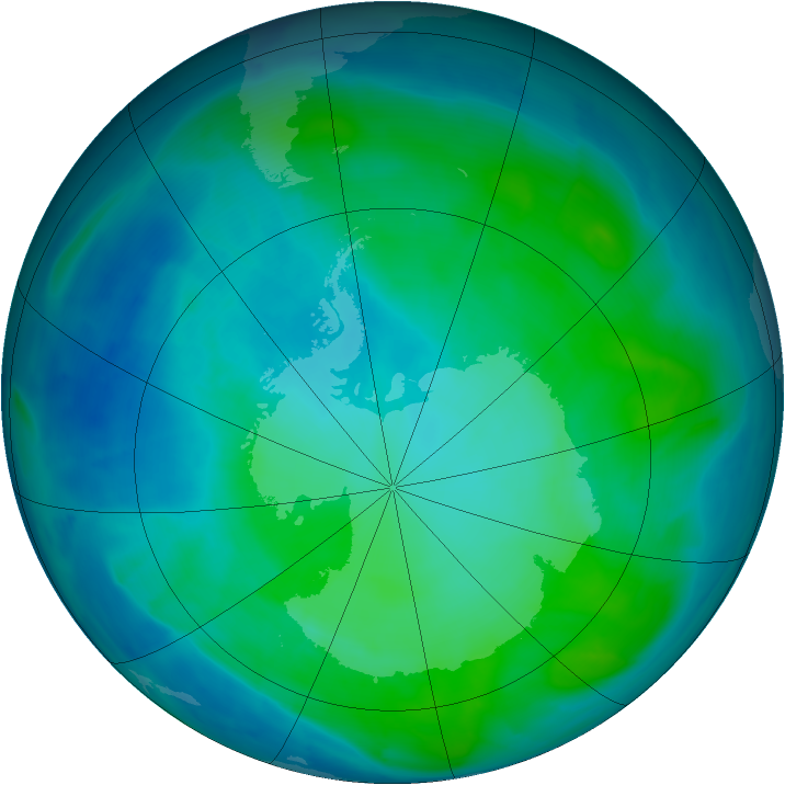 Antarctic ozone map for 02 February 2014